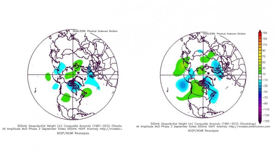 MJO phase diagram and forecast