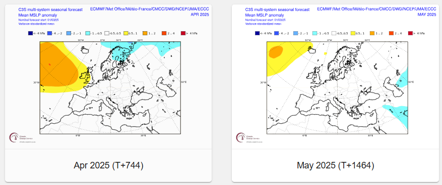 Screenshot of a weather map showing pressure systems