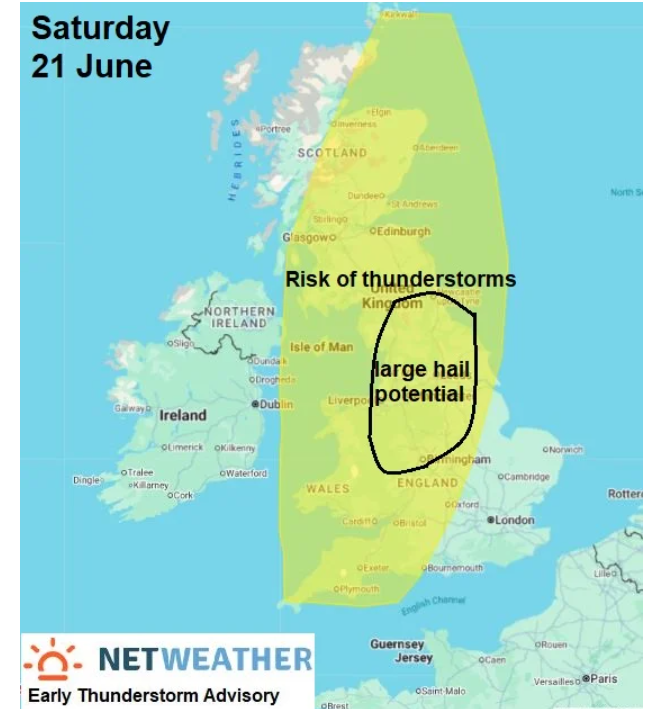 Convective forecast map for Saturday
