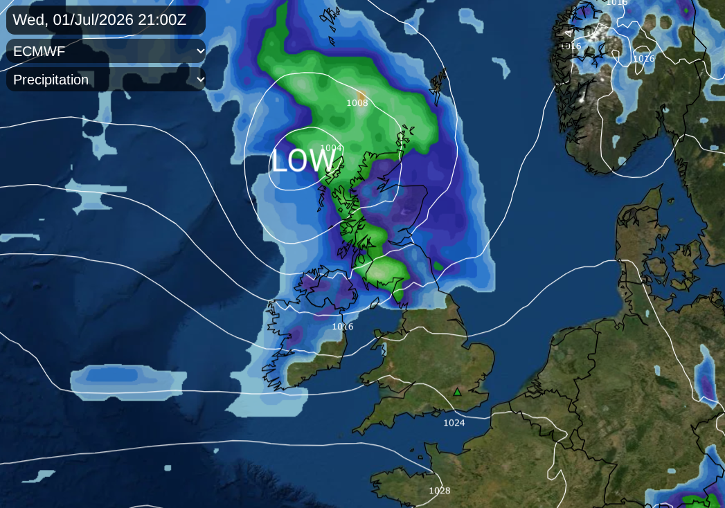 Wet and windy weather crosses the north on Wednesday night before a warmer outlook for the weekend