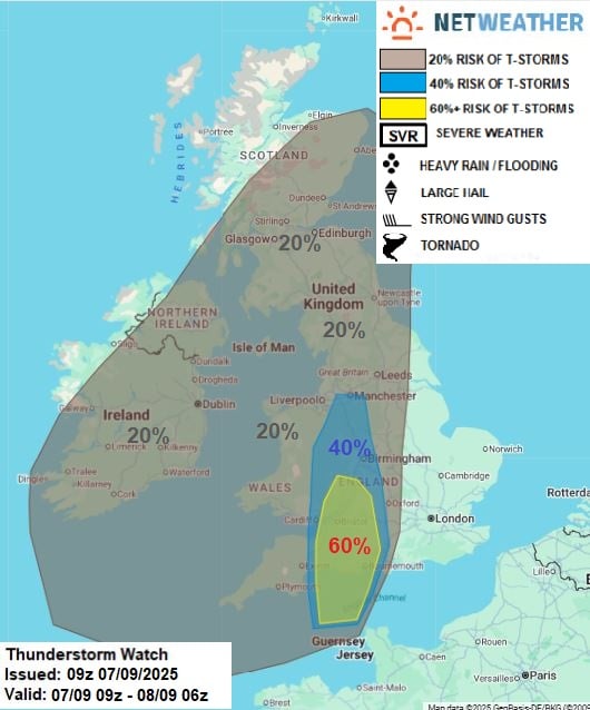 THUNDERSTORM WATCH - SUN 07 SEPT 2025