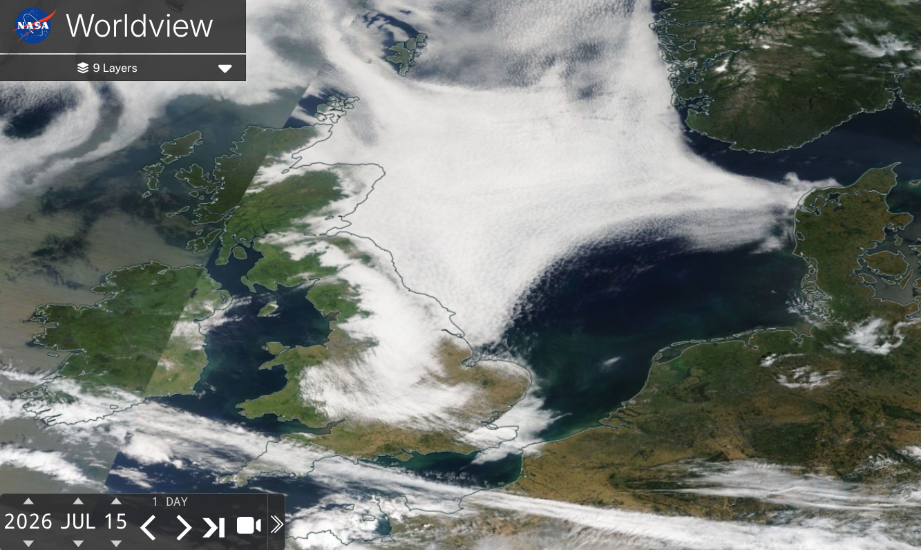 A Northerly flow by Friday after a hot Thursday away from east coast cloud cover