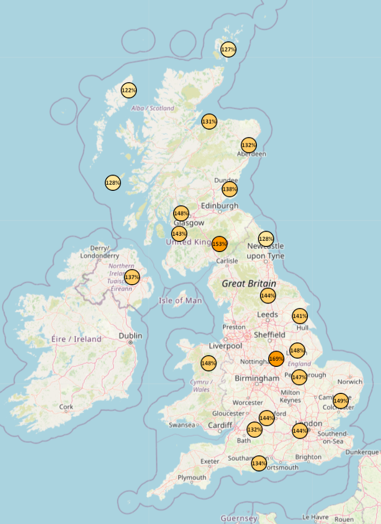 Sunshine anomaly map