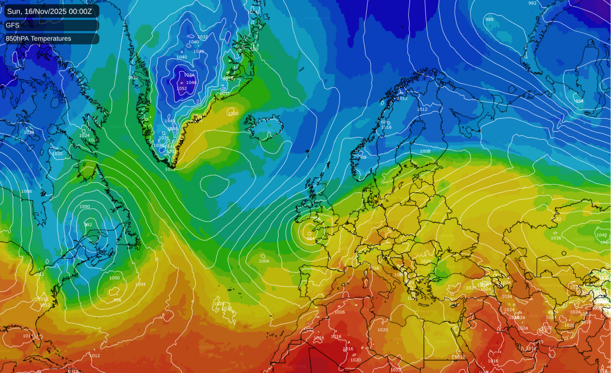 Possible very wet spell in a week's time as contrasting air masses collide