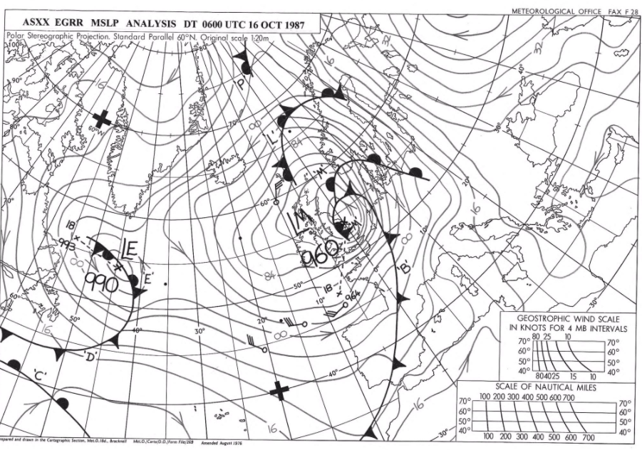 Great Storm 1987 Michael Fish ASXX pressure chart