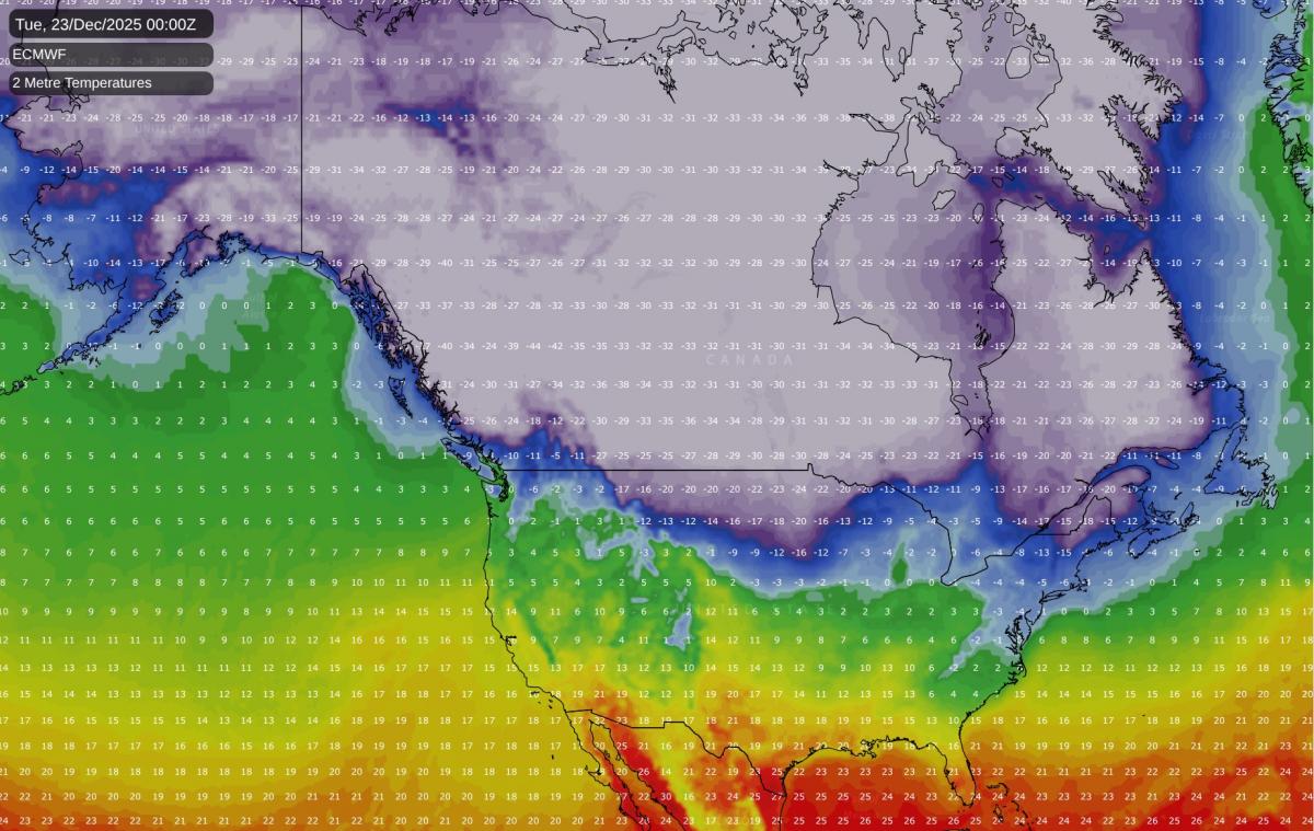 UK Christmas forecast clarity begins to emerge as extreme cold builds over Canada