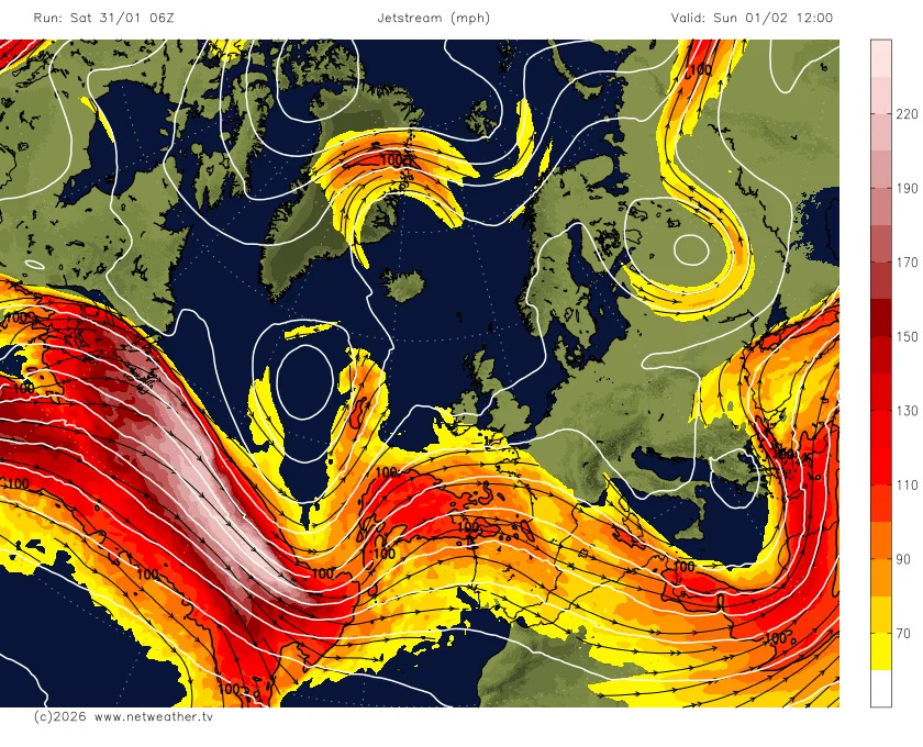 Jet stream map