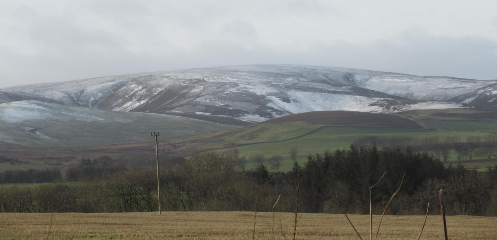 Snow in hills Scotland Gifford Lammermuirs