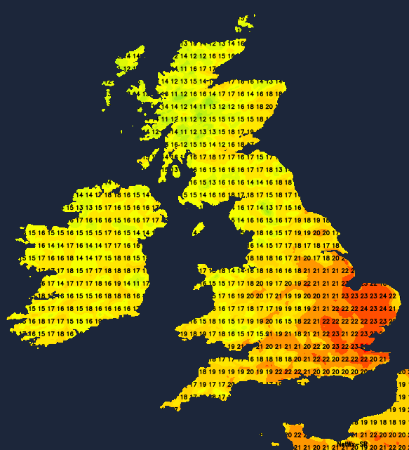 Temperatures tomorrow - cooler than of late