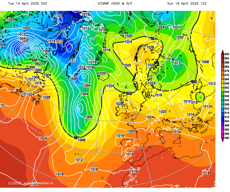 Pressure map for Sunday