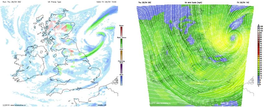 Cold northerly wind and snow showers Friday