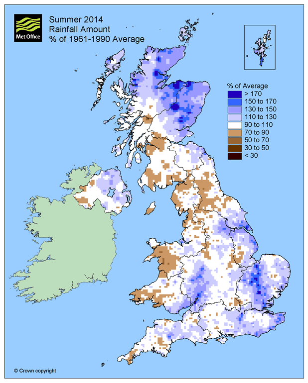 Summer 2014 rainfall