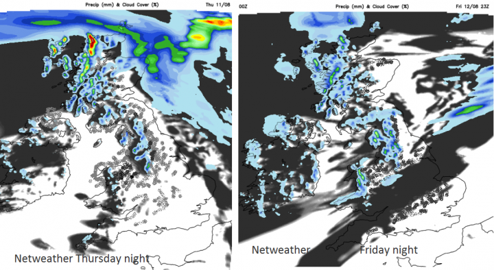 Cloudcover maps for tonight and Friday night