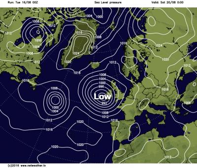 Low pressure at the weekend - GFS forecast