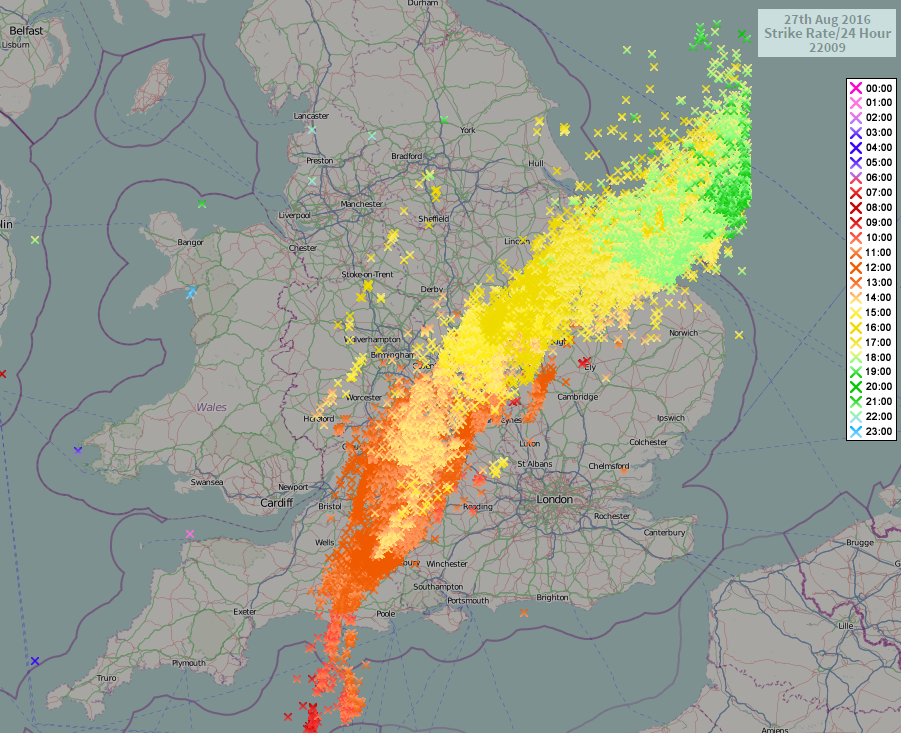 Over 20,000 lightning strikes yesterday
