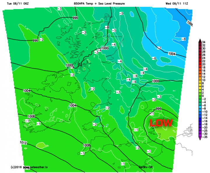 Low pressure near to the southeast