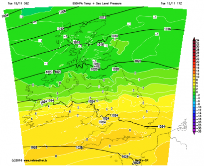 Cooler airmass moving down from the north