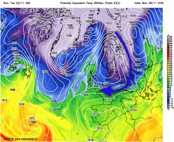 Potential for colder air in the east