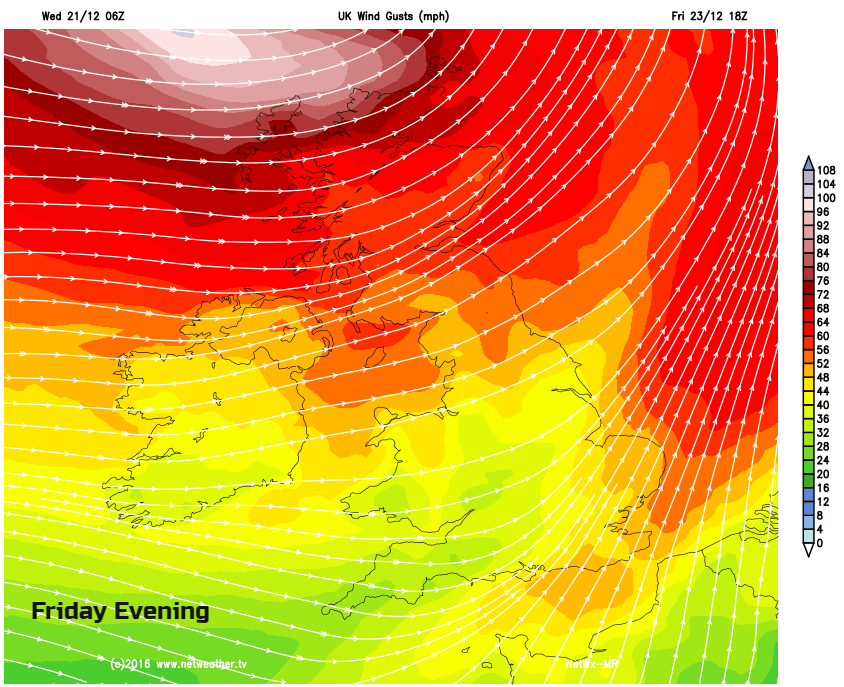 Wind speeds in excess of 90mph in places
