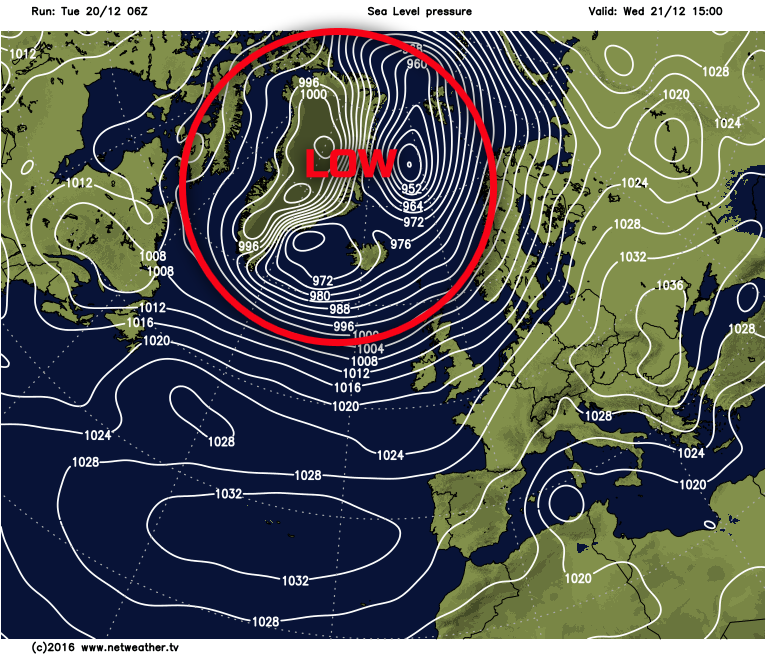 Low pressure near to Iceland