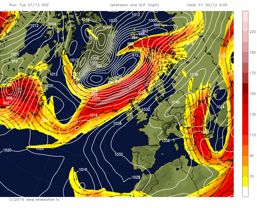 Jet stream and surface pressure animation