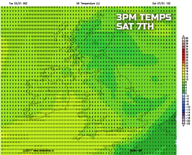 Mild in the SW on Saturday