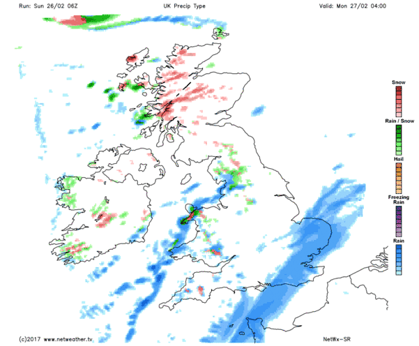 Wintry showers Monday