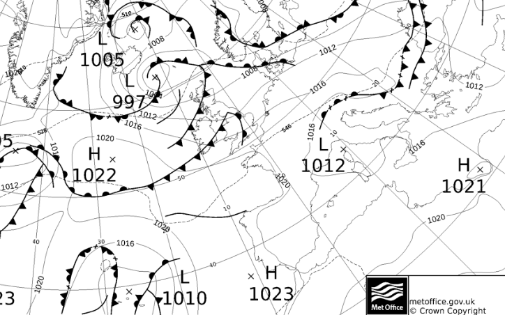 Weather fronts Friday