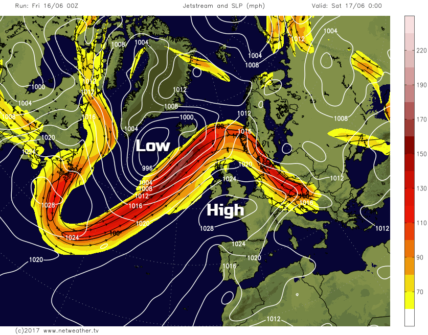 Jet Stream Heading North For A Summery Weekend