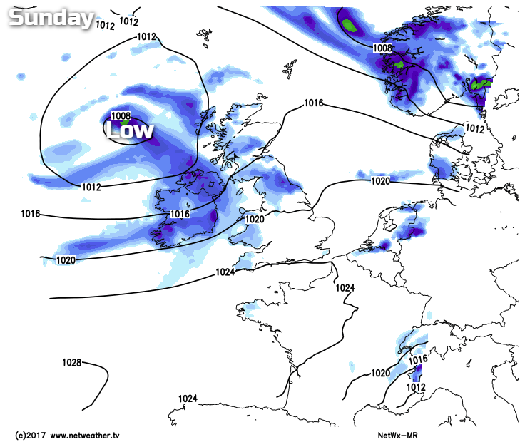 Sunday weather map