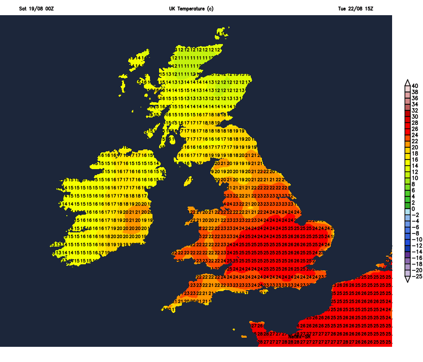 Very warm on Tuesday