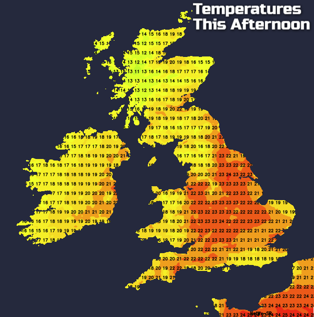 Temperatures this afternoon