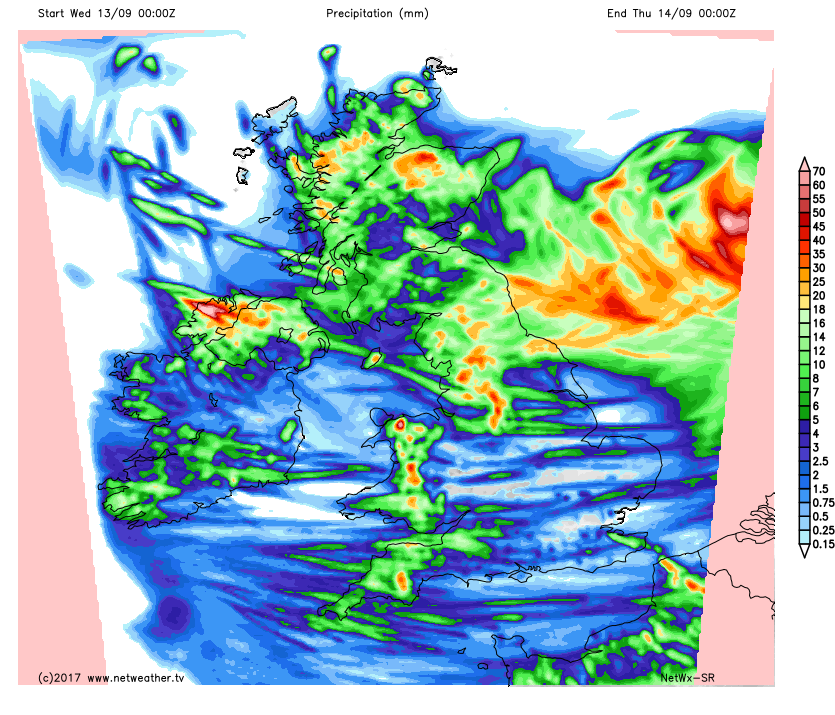 Rain totals today