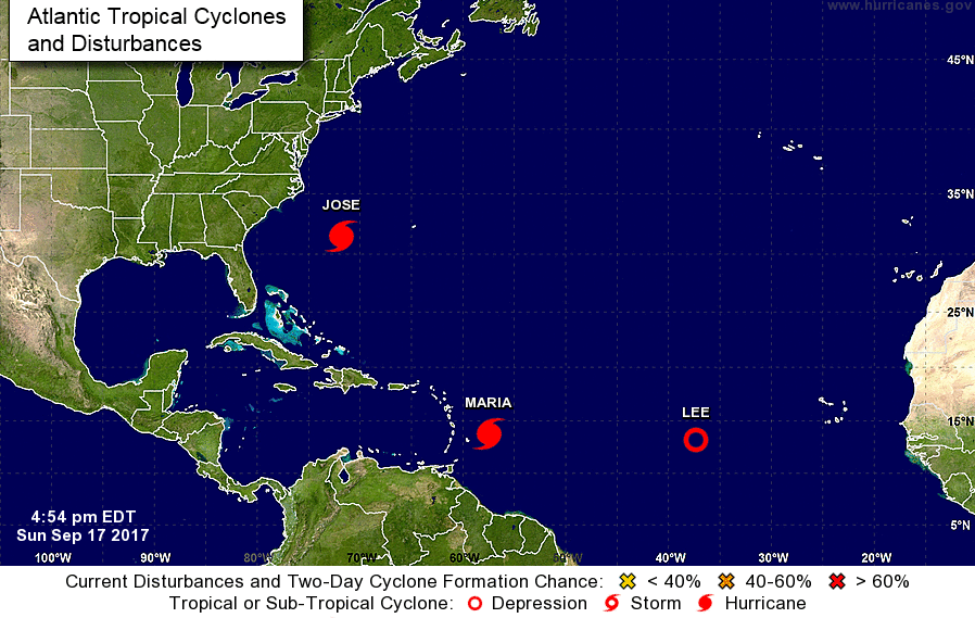 Hurricanes: Jose - east coast swell, Maria - Caribbean again