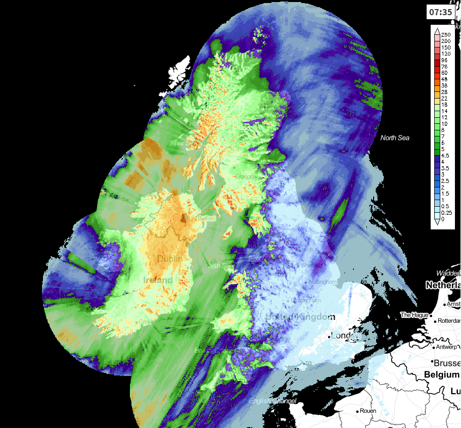 24 hour rainfall totals up to 7am this morning