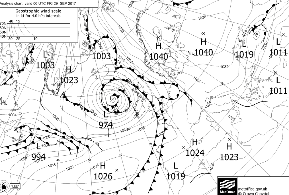 Weather chart for Friday morning