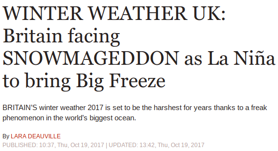 Daily express freezing winter headline 2017