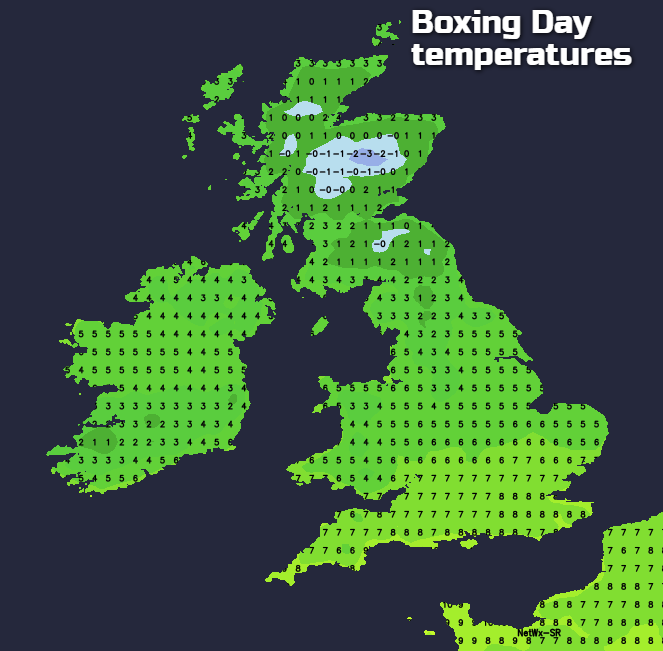 Boxing day temperatures