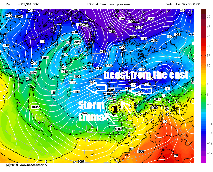 Storm Emma Vs The Beast From The East Red & Amber Warnings In Effect