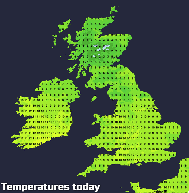 Temperatures this afternoon