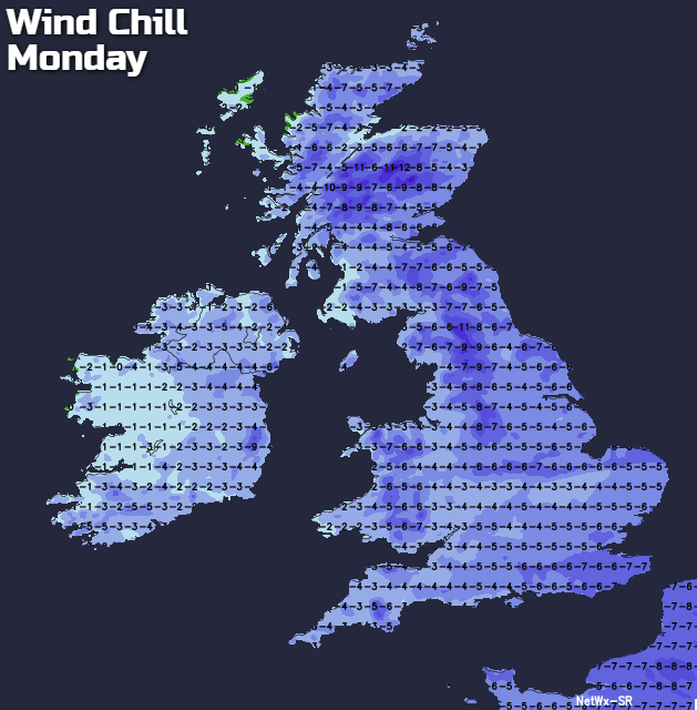 Wind chill Monday afternoon