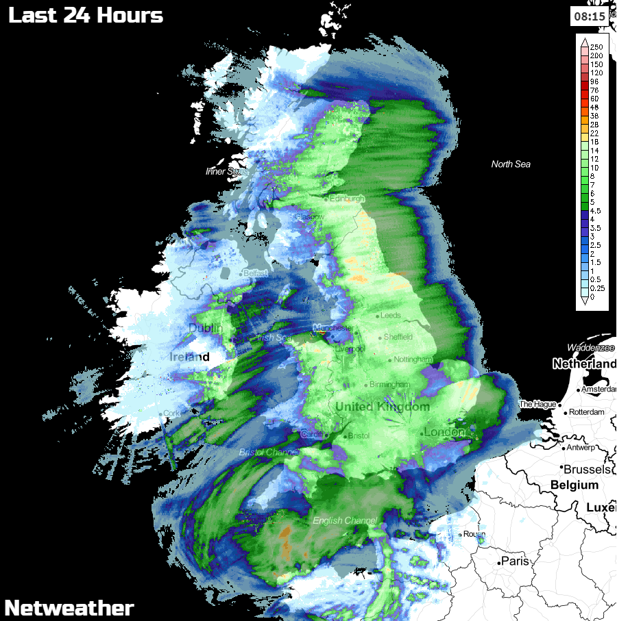 Snow fall over the last 24 hours