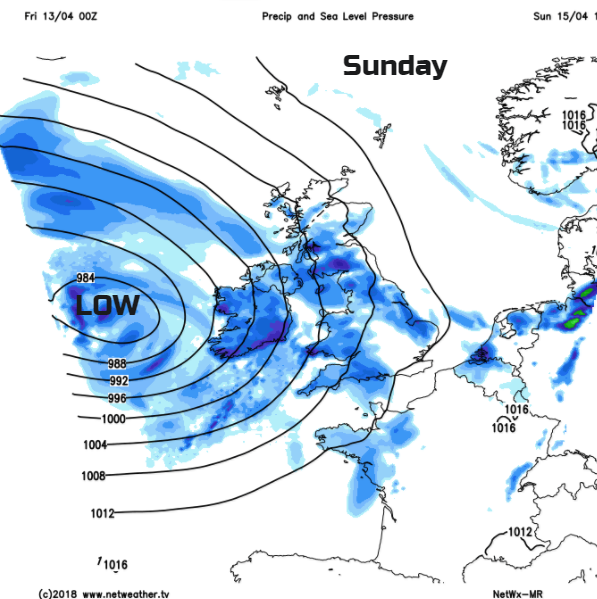 Low pressure to west of Ireland