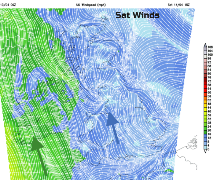 southerly winds Saturday, brisk for Ireland