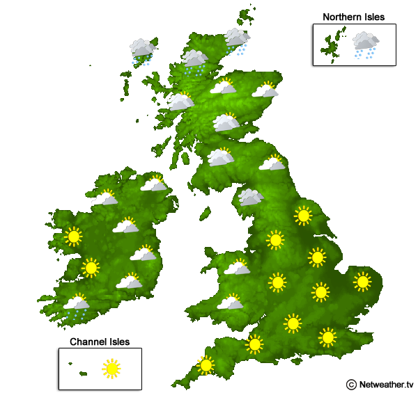 Weather map for Sunday - sunny for most