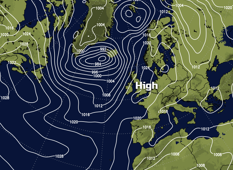 High pressure over the UK today
