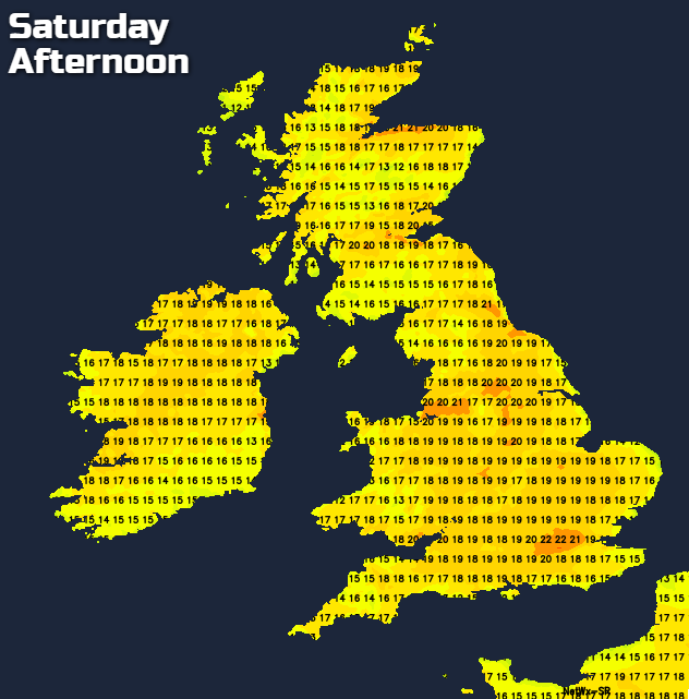 Temperatures into the low-twenties on Saturday