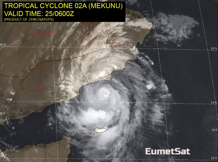 Extremely Severe Cyclone Mekunu heads for Oman and Yemen