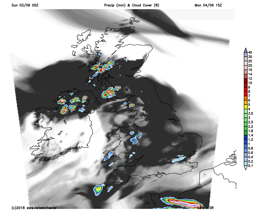 Monday - showers in the west