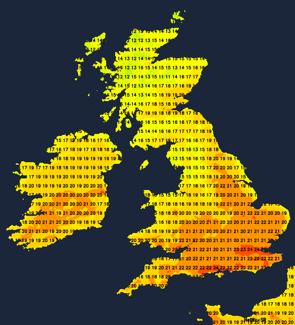 Temperatures this afternoon